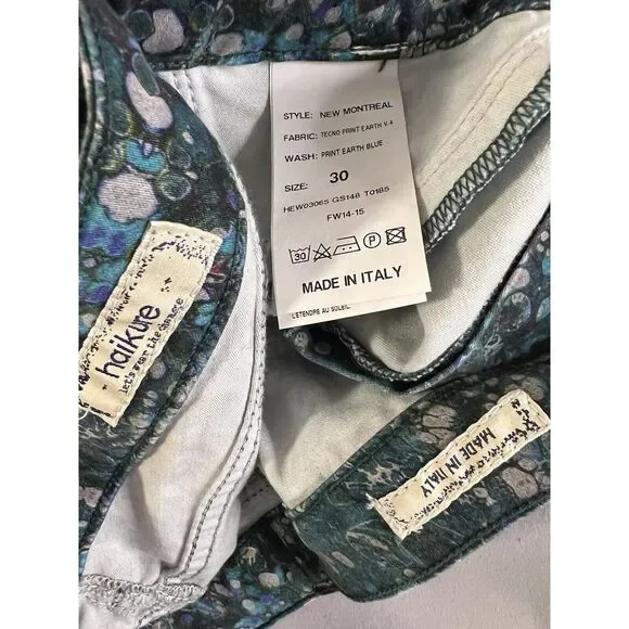 Haikure New Montreal Jeans Made In Italy Sz 30 Print Heart Blue‎ NWT - Picture 6 of 10